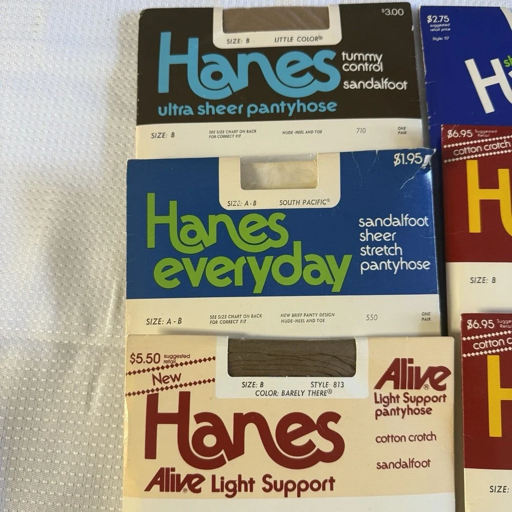 Vintage Hanes Pantyhose Lot 6‎ New Packages 80s Size A/B Stockings
